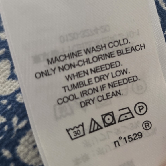 Lauren Ralph Lauren Blue Floral Ruffle Crepe Blouse Women's Size Large - Picture 8 of 11